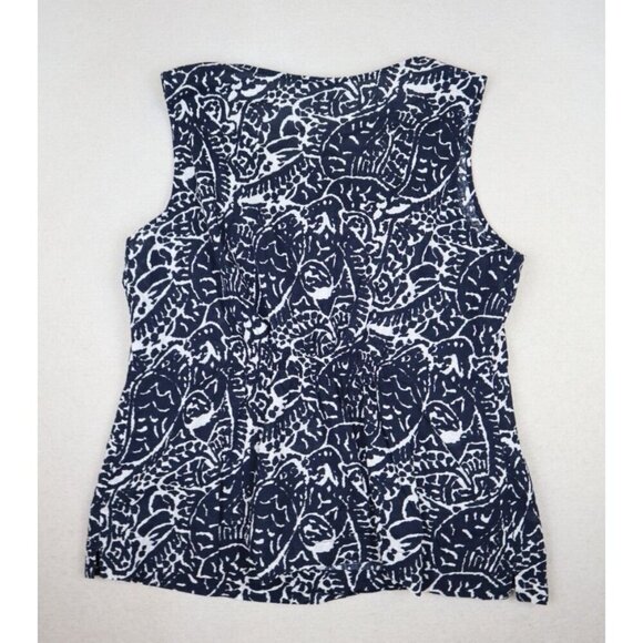 TSD TWO STAR DOG - WOMEN'S BLUE & WHITE PRINT SLEEVELESS TANK TOP - SIZE L - Picture 8 of 9